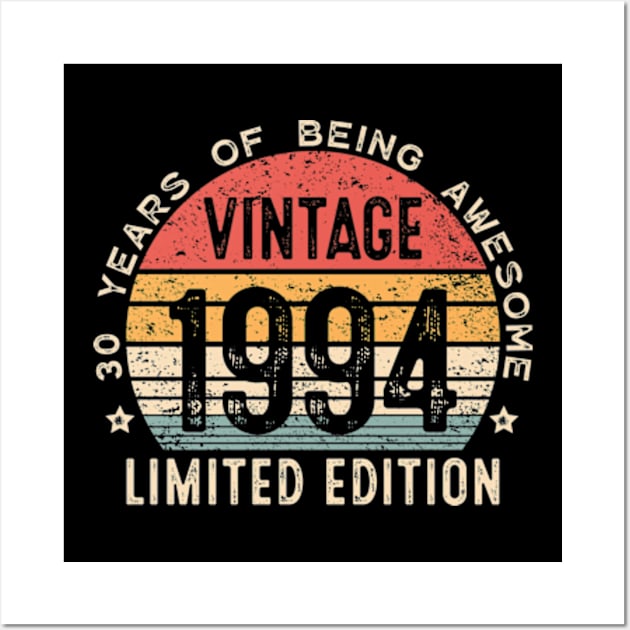 Vintage 1994 30th Birthday Gifts 30 Year Old For Men Women Wall Art by Shrtitude